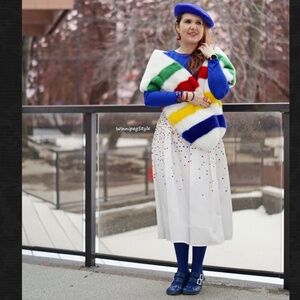 HBC Stripes Holiday Confetti Midi Skirt Polka Dot Hudson's Bay Colours Size 12